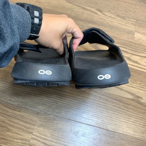 OOFOS OOahh Mens 12 W 14 Sport Flex Sandal Slide Black Strap Adjustable Unisex - Picture 5 of 10